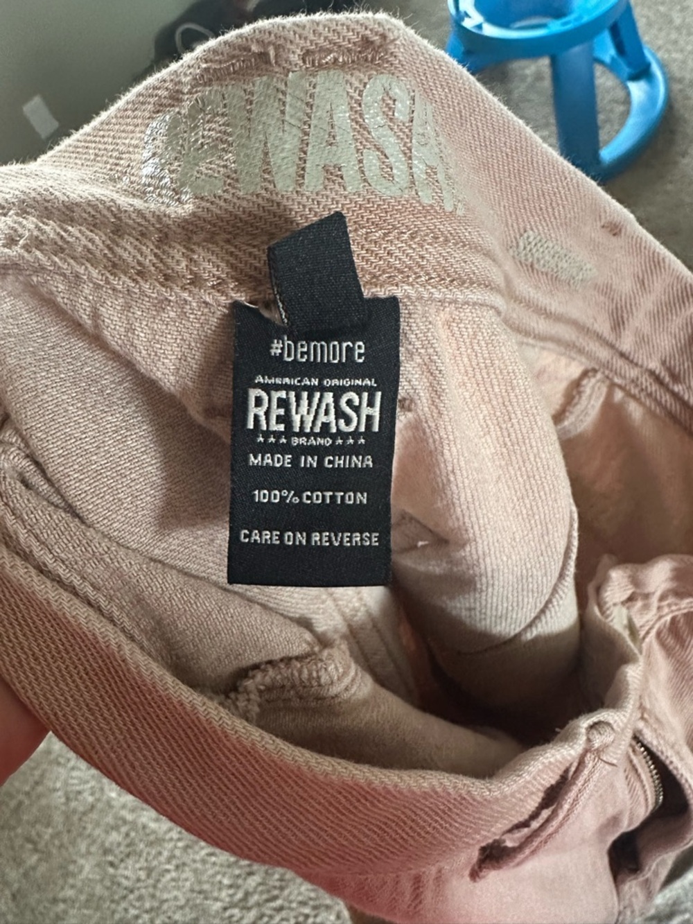 Rewash Blush Pink Cotton cropped pants with